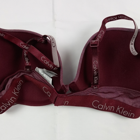 Calvin Klein Underwear logo Demi Bra 36B Maroon - Picture 3 of 4